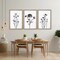 Summer Flower Plant Wall Decor 16"x11", Set of 3 Black and White Botanical Paintings, Wood Framed for Minimalist Bedroom, Office, and Rustic Living Room, Abstract Wildflower Hanging Sign (Wood White)